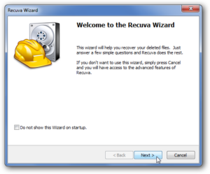 Recuva Welcome Wizard