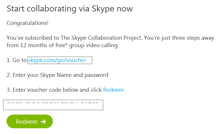Skype Redeem Voucher Mail