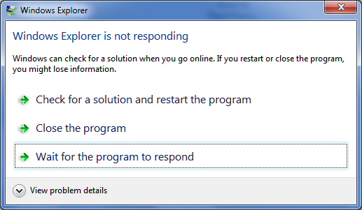 Windows Explorer Not Responding