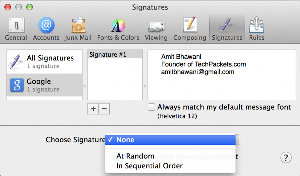 Setup Apple Mail App Signatures