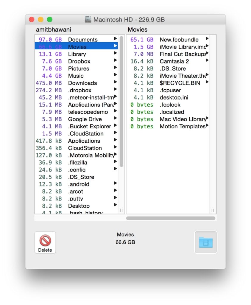 Mac HD Data Storage Detailed