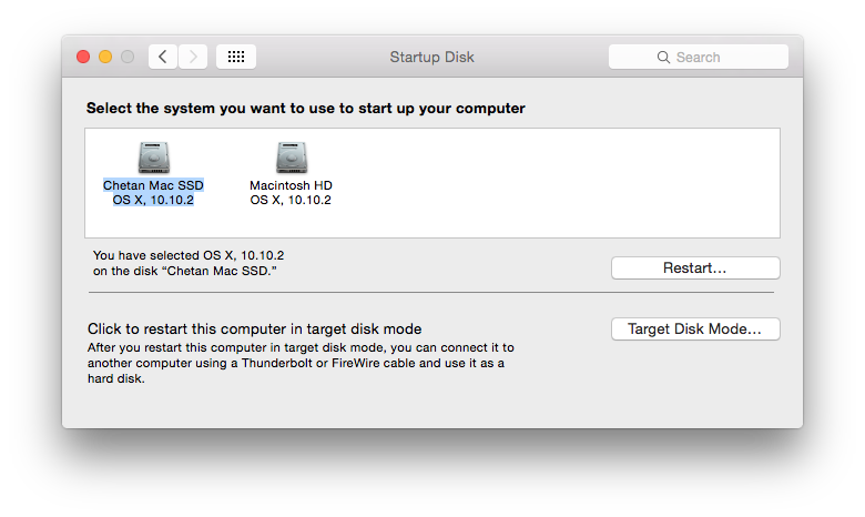 Startup Disk Selection